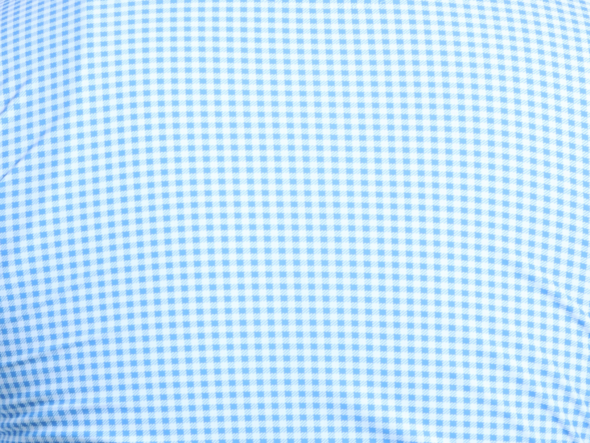 Close-up of the soft, stretchy, and silky fabric blend of the Corporate Light Blue Checks Shirt, offering comfort and breathability throughout the day.