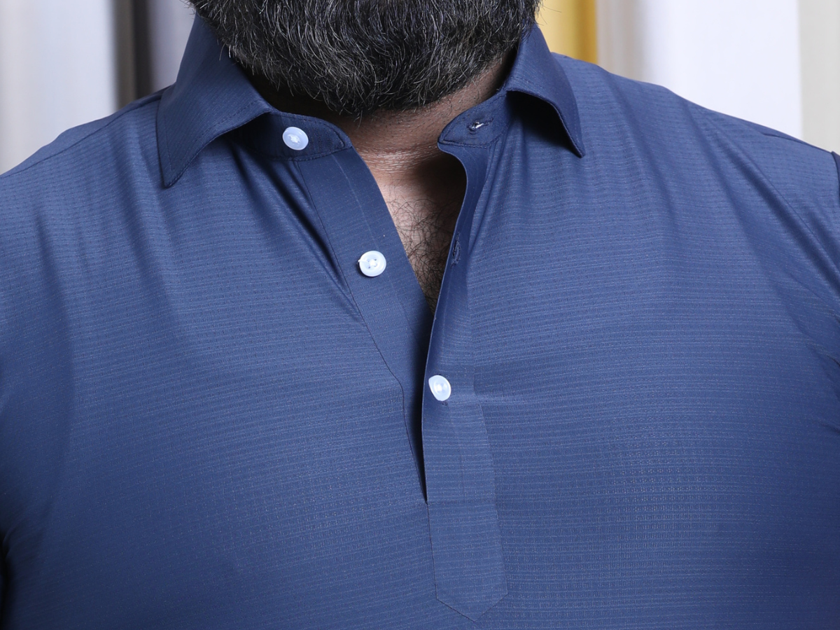 Vision Shirt Tee front profile, highlighting its modern semi-spread collar and sleek design for every occasion