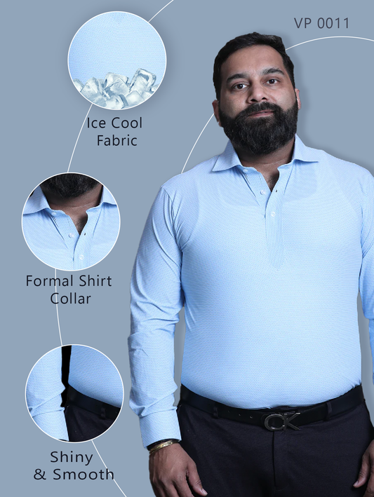 Men's premium geometric office shirt featuring a structured hard collar, tailored cuffs, and a refined placket for a sharp, professional look. Made from advanced ice fabric, this shirt offers a cool touch, moisture-wicking properties, and breathable comfort for all-day wear. The wrinkle-resistant material ensures a crease-free finish, making it ideal for corporate offices, business meetings, and professional settings. A timeless geometric pattern adds a sophisticated touch to this modern, performance-driven